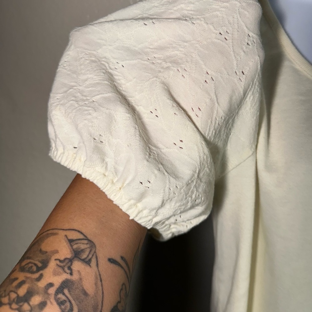 Madewell Eyelet-Sleeve Henley Top in Ivory - Picture 7 of 8